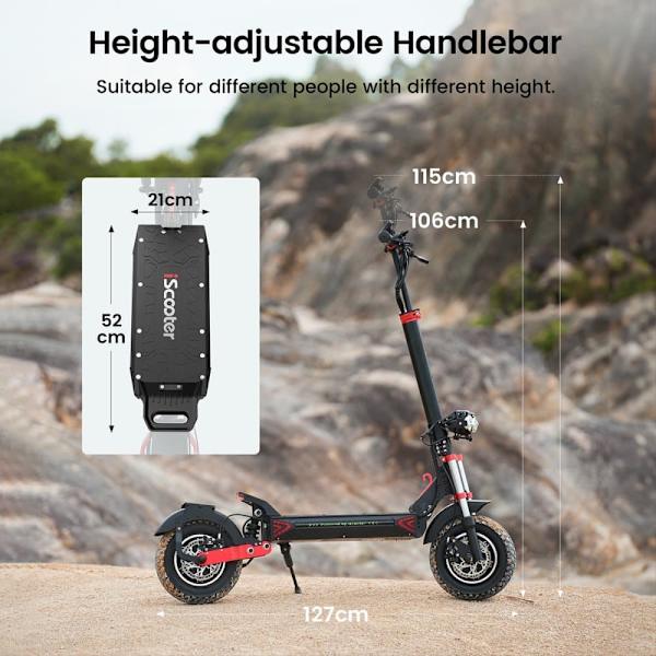 Taittuva sähköpotkulauta iScooter iX8 - 2 x 1200 W kaksoismoottoria - 48 V 20 Ah akku - 12 tuuman renkaat