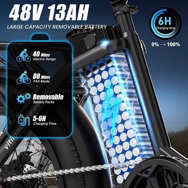 City Elcykel Vitilan U3 - Motor 48V 750W - Trin-igennem - Sammenklappelig