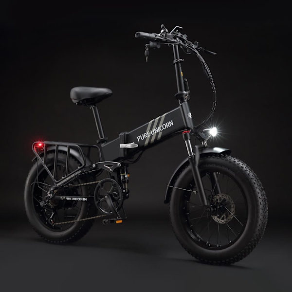 Taittuva sähköpyörä PURE UNICORN U4, 1000 W 15 Ah, fatbike, musta