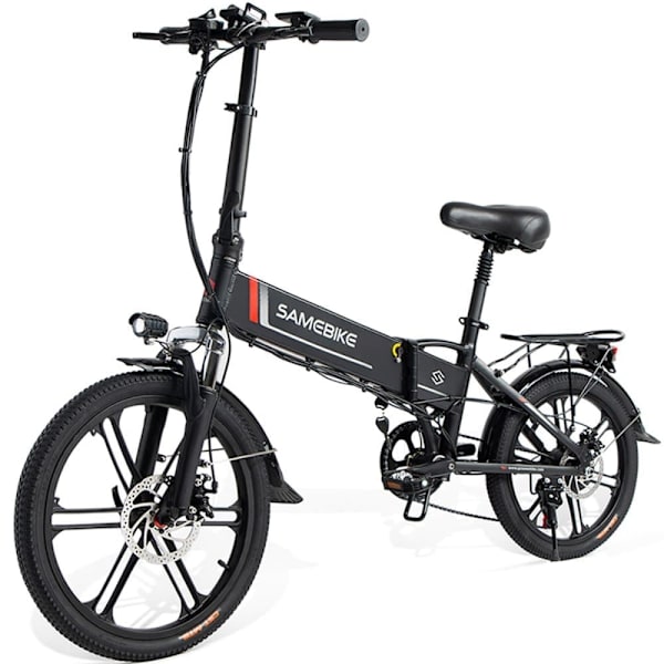 Taitettava sähköinen vaelluspyörä Samebike 20LVXD30-II, moottori 350 W, 20", 48 V 10,4 Ah akku Musta