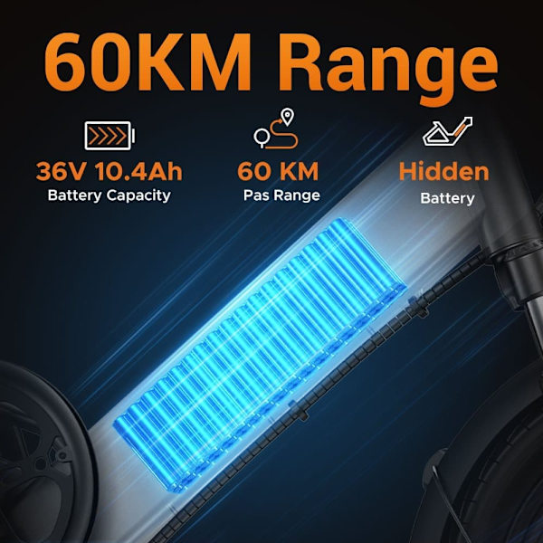Sähköinen kaupunkipyörä HillMiles Mile 1, 250 W moottori, 36 V 10,4 Ah akku, 14 tuuman kokoontaitettava, 25 km/h
