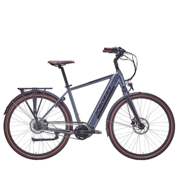 Elcykel för herrar, JOBOBIKE Henry, 28", 250 W Bafang mittmotor, 36 V 14 Ah, grå