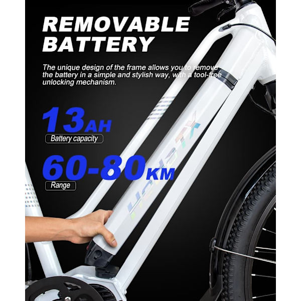 Elcykel med servostyring HedaTX TX520, midterdrev 250W, 48V 13Ah batteri, 27,5", til bycykling
