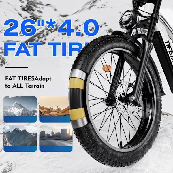 Tifgalop ES7 26" Elcykel med store dæk 750W 52V 19Ah Rækkevidde 40-90 km