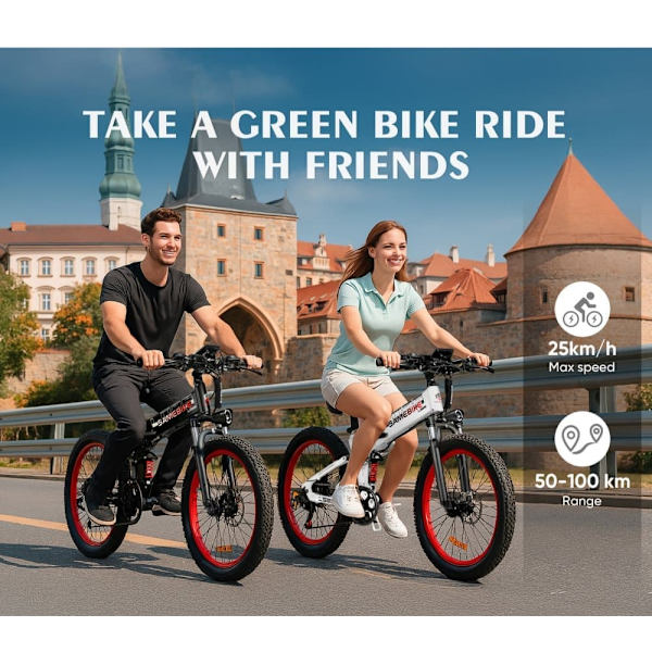 Hopfällbar elcykel SAMEBIKE LO26-Plus, 1000W motor, 48V 15Ah batteri