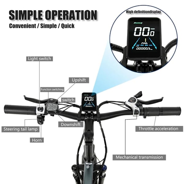 El-mountainbike CMACEWHEEL T20, 20", 750W 48V 17Ah, svartgrå