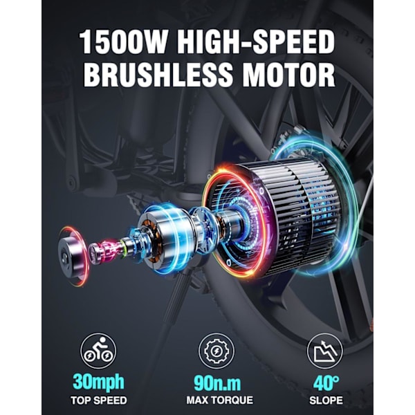 Elcykel RIDSTAR FM001, 2 sæder, 20", 1000W motor, 48V 15Ah batteri, tykke dæk
