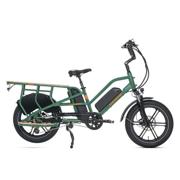 Ellastcykel för familjen JOBOBIKE Transer, momentsensor, 48V 13Ah dubbelbatteri, belastning 200kg Grön
