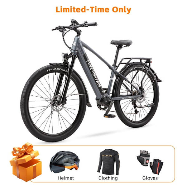 Elektrisk pendlercykel PURE UNICORN U6, 48V 500W midtermotor, 29", grå