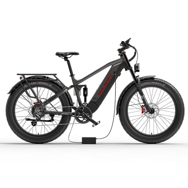 Sähkömaastopyörä Dukawey Silvertip8, 1000 W 52 V 20 Ah akku, 26” fatbike, katumaasturisähköpyörä