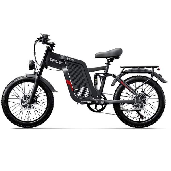 Tifgalop F7 El-mountainbike med dubbla motorer, 2000W 52V 24AH, Elcykel med feta däck