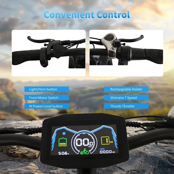 Elmountainbike Orlms MX500, 2*1000W motor, 52V 25Ah batteri, 26", helfjädring