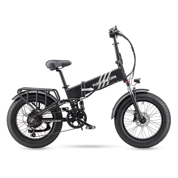 Taittuva sähköpyörä PURE UNICORN U4, 1000 W 15 Ah, fatbike, musta