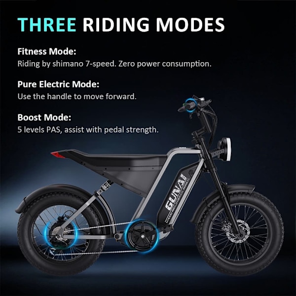 GUNAI Y terrängcykel för grus och jord med 1000W motor och 48V18Ah batteri