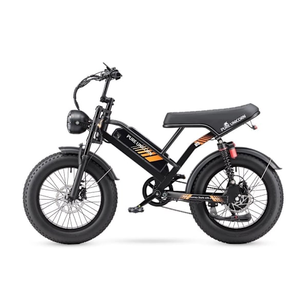Fed elcykel 20" PURE UNICORN U5, 1000W 19.2Ah, Moto Style, Sort