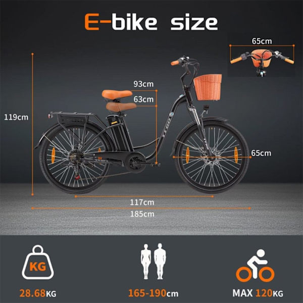 Kaupunkisähköpyörä TTGO YY-26ST, 350W 36V 14.5Ah, Shimano 6S