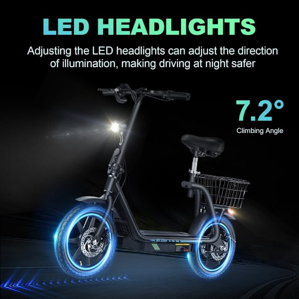 El-scooter med sæde BOGIST M5 Elite, 14" dæk, motor 48V 500W