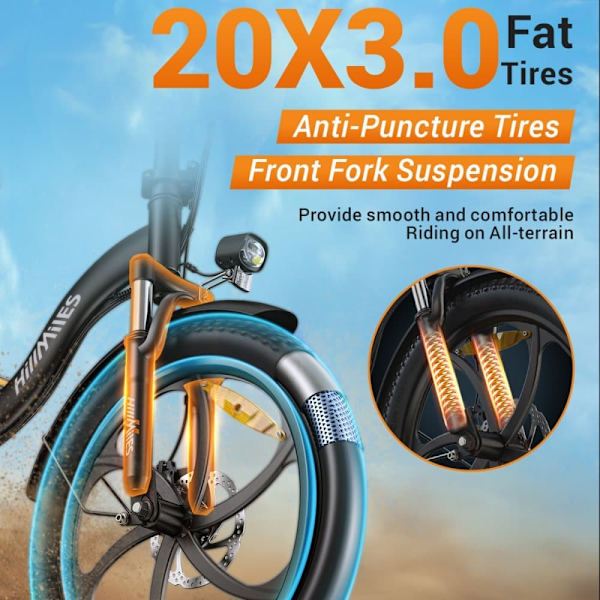 Taittuva sähköpyörä HillMiles MilePort1 - Moottori 36V 350W - 20" - 25 km/h