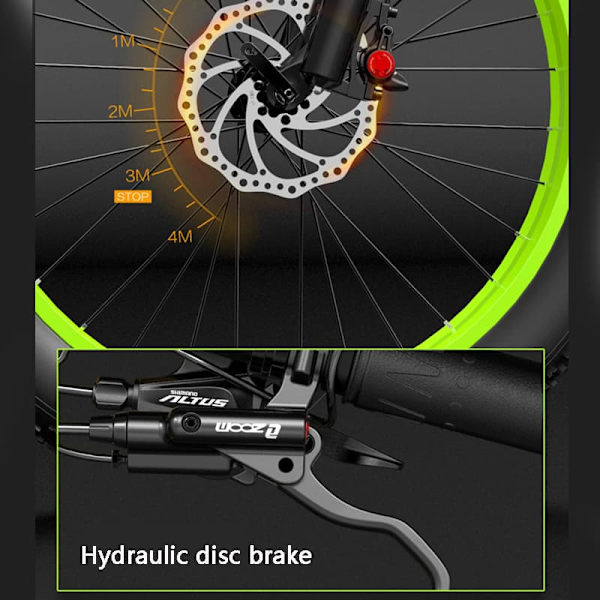 Elcykel med tjocka däck från LANKELEISI XC4000, motor 48V 1000W, 17.5Ah batteri,