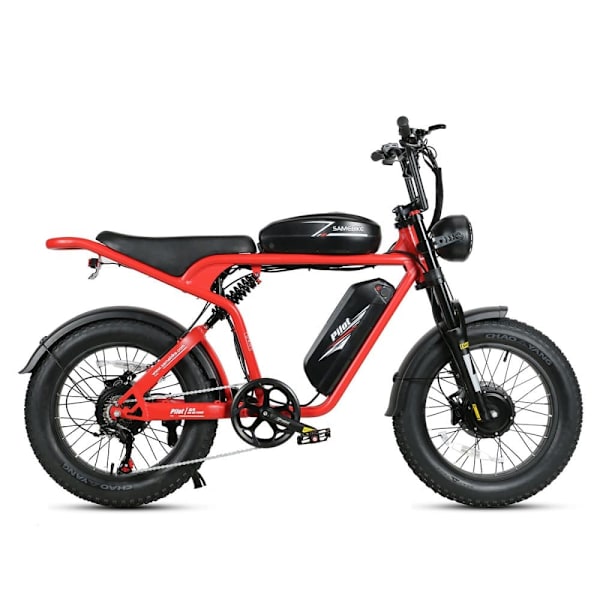 Sähköpyörä SAMEBIKE M20-III, moottori 2000 W, 48 V 36 Ah kaksoisakku Punainen