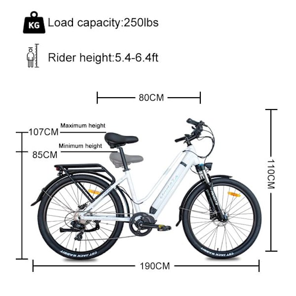 Elcykel med servostyring HedaTX TX520, midterdrev 250W, 48V 13Ah batteri, 27,5", til bycykling