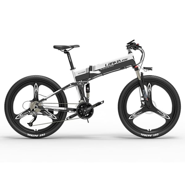 Hopfällbar elektrisk cykel LANKELEISI XT750 Sports, Motor 500W 48V, Shimano 9-växlad Vit