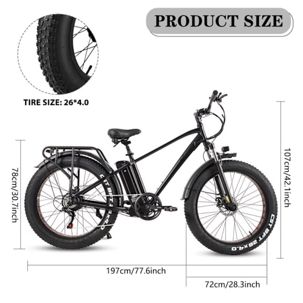 Paksu sähköpyörä CMACEWHEEL KS26, 500W 864Wh, 26" sähkömaastopyörä