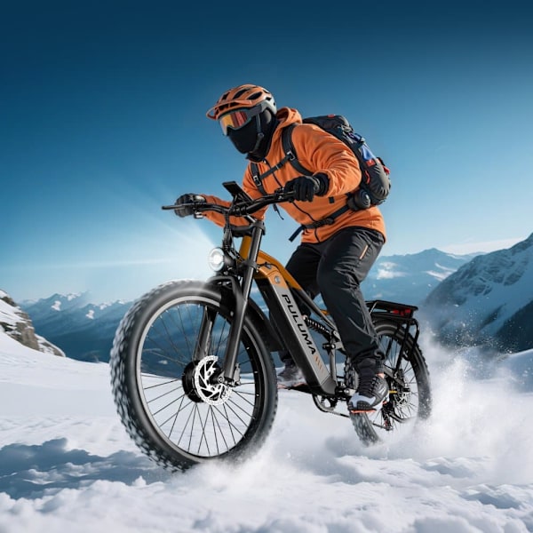 El-mountainbike PULUMA PE86Pro, dubbla motorer med momentsensor, 48V 20Ah batteri, svart orange