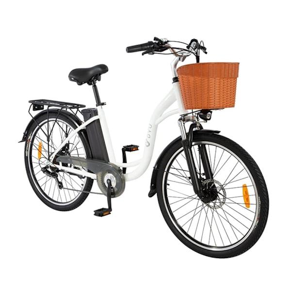 Retro elektrisk bycykel DYU C6, motor 36V 250W, med kurv og bagagebærer
