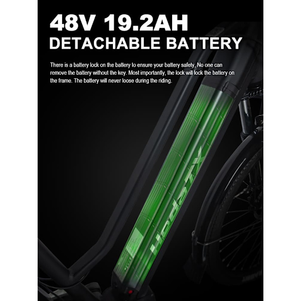 Elcykel Hedatx TXC10, Motor 48V 250W, 19.2Ah Batteri, 9 Växlar