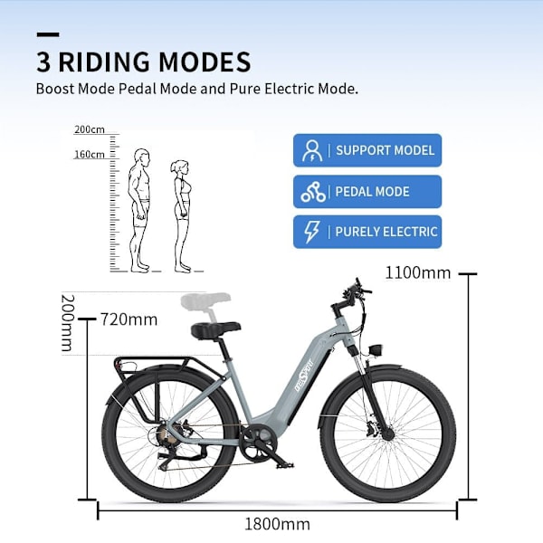 Byelcykel OneSport OT05, 27,5", 36V 250W motor, supportapp