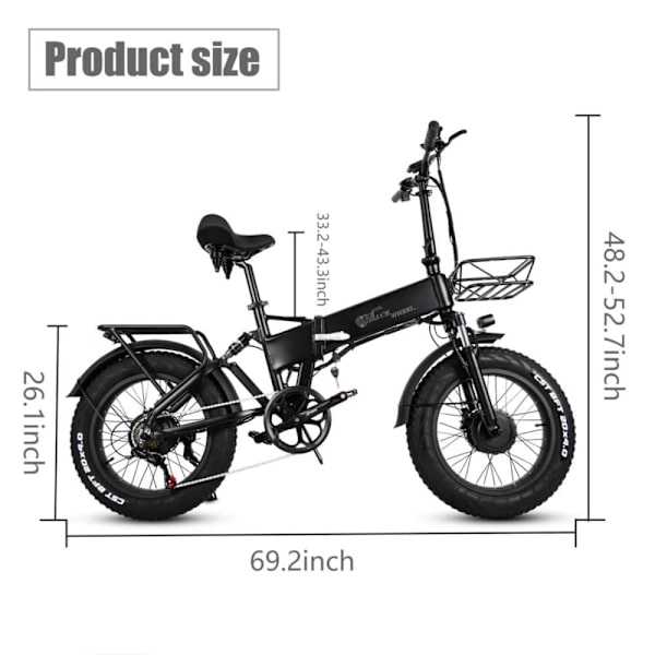 Sammenklappelig elcykel med fat CMACEWHEEL RX20MAXT, dobbelt motor 1500W, sort