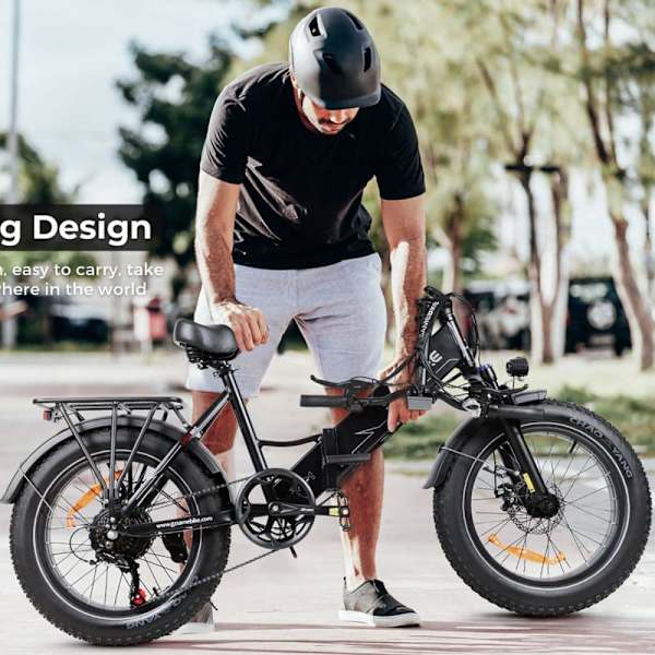 Taittuva sähköpyörä SAMEBIKE LOTDM200-II, moottori 750W 48V, älykäs NFC