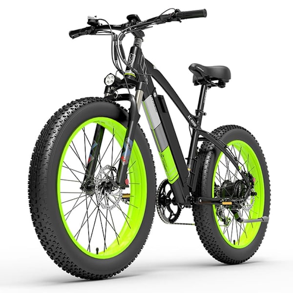 Elcykel med tjocka däck från LANKELEISI XC4000, motor 48V 1000W, 17.5Ah batteri,