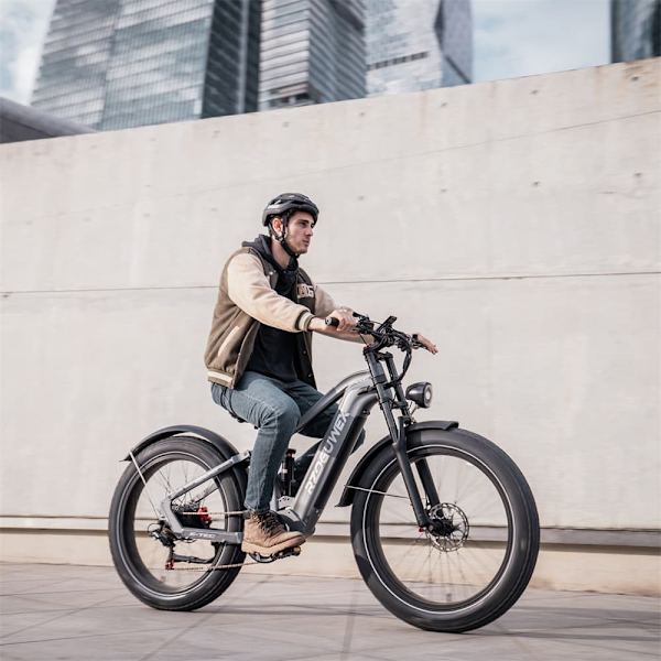 El-mountainbike RZOGUWEX S7, 48V 25AH batteri, 1000W motor, 26" feta däck, grå