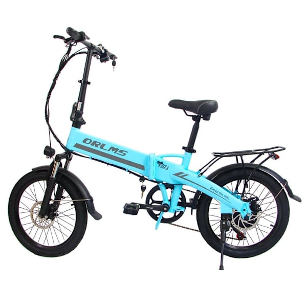 Sammenklappelig elcykel ORLMS S9, 500W motor, 48V 13Ah batteri, 20" pendler-elcykel Blå