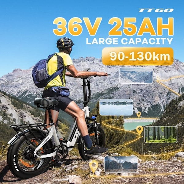Taittuva sähköpyörä TTGO F6, 250 W, vääntömomentti 45 Nm, 25 Ah, vihreä