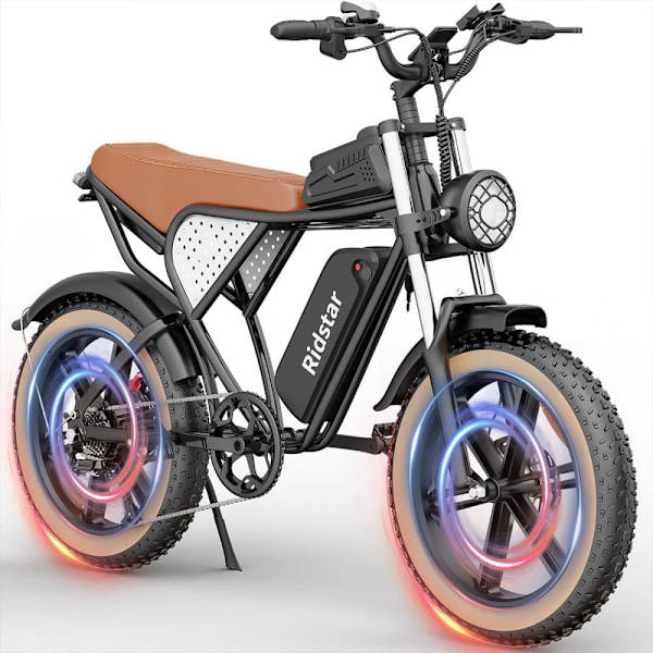Elcykel Ridstar Q20 Luxe - 48V 20Ah Batteri - Retro stil - Brun