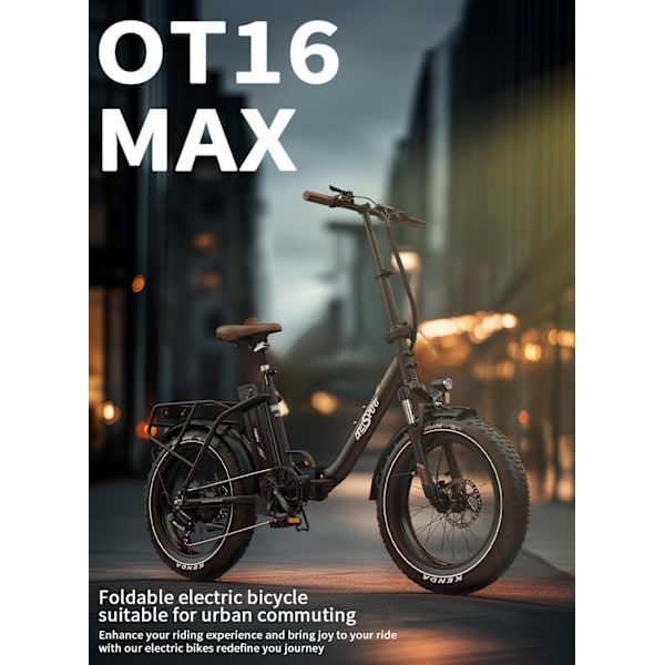 Taittuva sähköpyörä Onesport OT16 Max, 20", 500 W moottori, 48 V 18 Ah akku, tuki sovellukselle