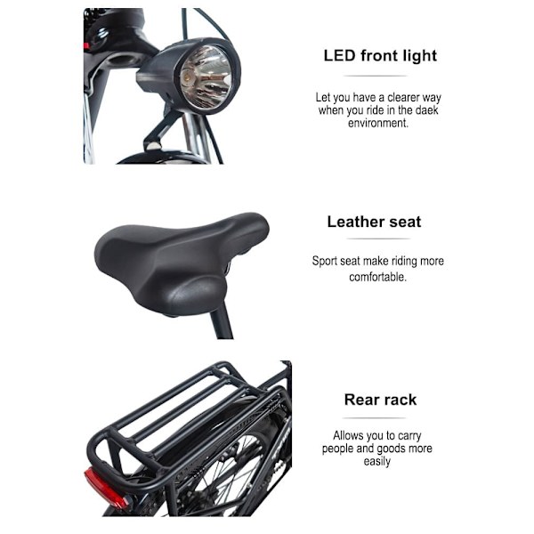 Elcykel Hedatx TXC10, Motor 48V 250W, 19.2Ah Batteri, 9 Växlar
