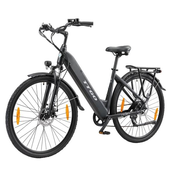 Elektrisk bycykel TTGO HZ-28ST, 350W 36V 20Ah, Shimano 7S Sort