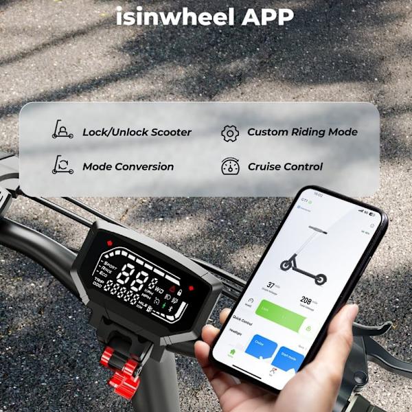 iSinwheel GT1 Sammenklappelig El-Scooter - 10" - 800W 48V 10Ah - App-styring