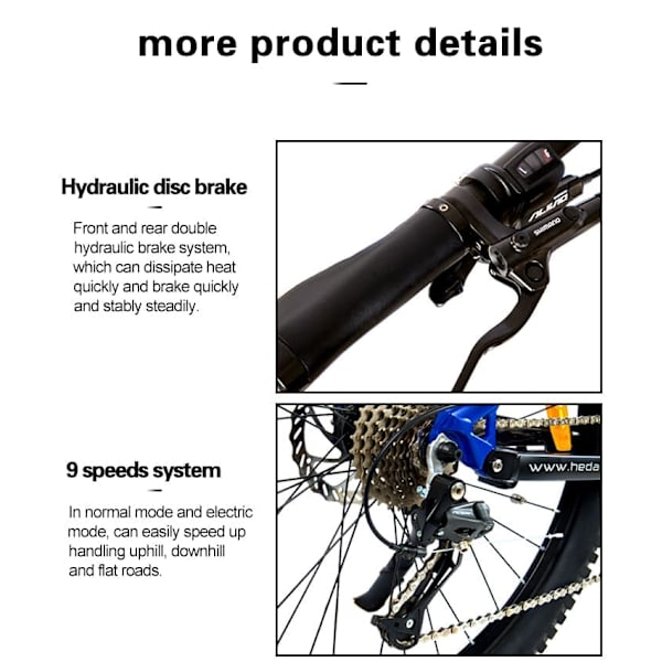 Elektrisk mountainbike HedaTX TX11, 27,5", 500W midtermotor, 48V 15Ah batteri