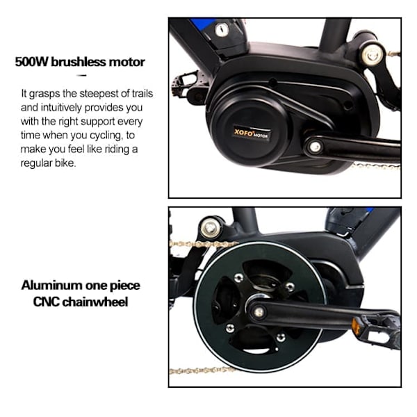 Elektrisk mountainbike HedaTX TX11, 27,5", 500W midtermotor, 48V 15Ah batteri