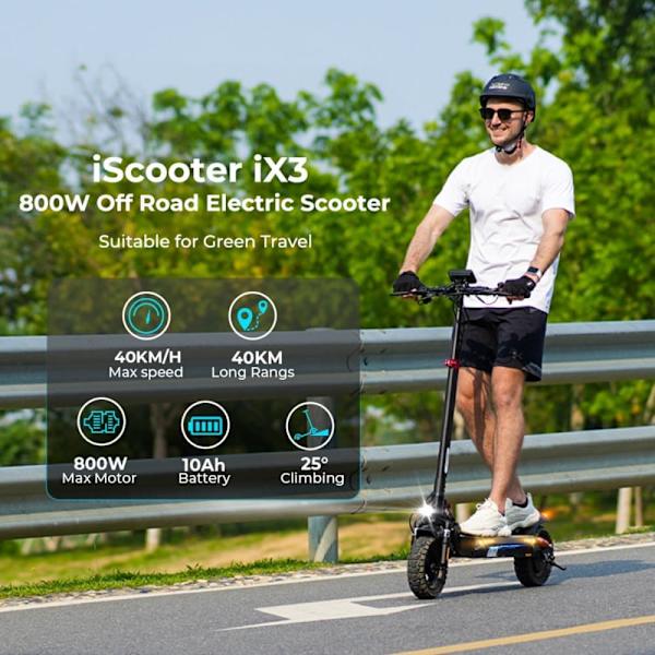 Älykäs sähköpotkulauta iScooter iX3 - Moottori 48V 800W - Sovelluksella - Huippunopeus 40 km/h