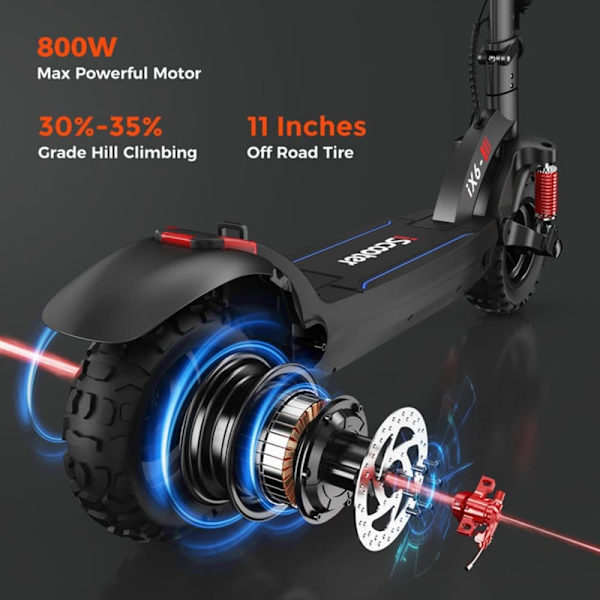 Moottoripotkulauta iScooter iX6 - maasto - 11" - Moottori 48V 1000W - 17,5Ah akku