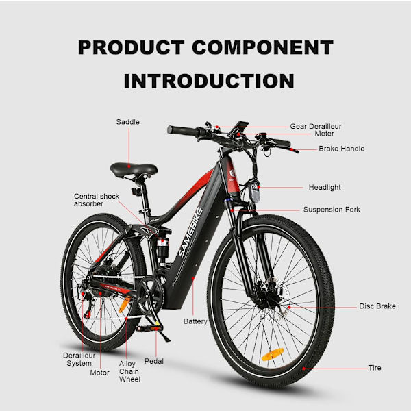 Sähköpyörä Samebike XD26-II, moottori 750W, 48V 14Ah akku, Shimano 7-vaihteinen