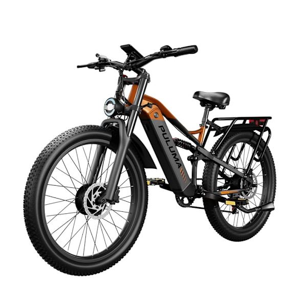 El-mountainbike PULUMA PE86Pro, dubbla motorer med momentsensor, 48V 20Ah batteri, svart orange
