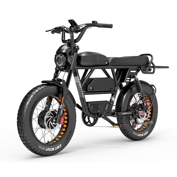 Sähköpyörä LANKELEISI X-Black Knight, Moto Style, 2000 W kaksoismoottori, 48 V 45 Ah Samsung kaksoisakku