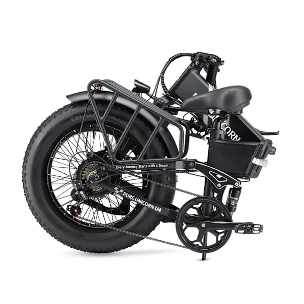 Taittuva sähköpyörä PURE UNICORN U4, 1000 W 15 Ah, fatbike, musta